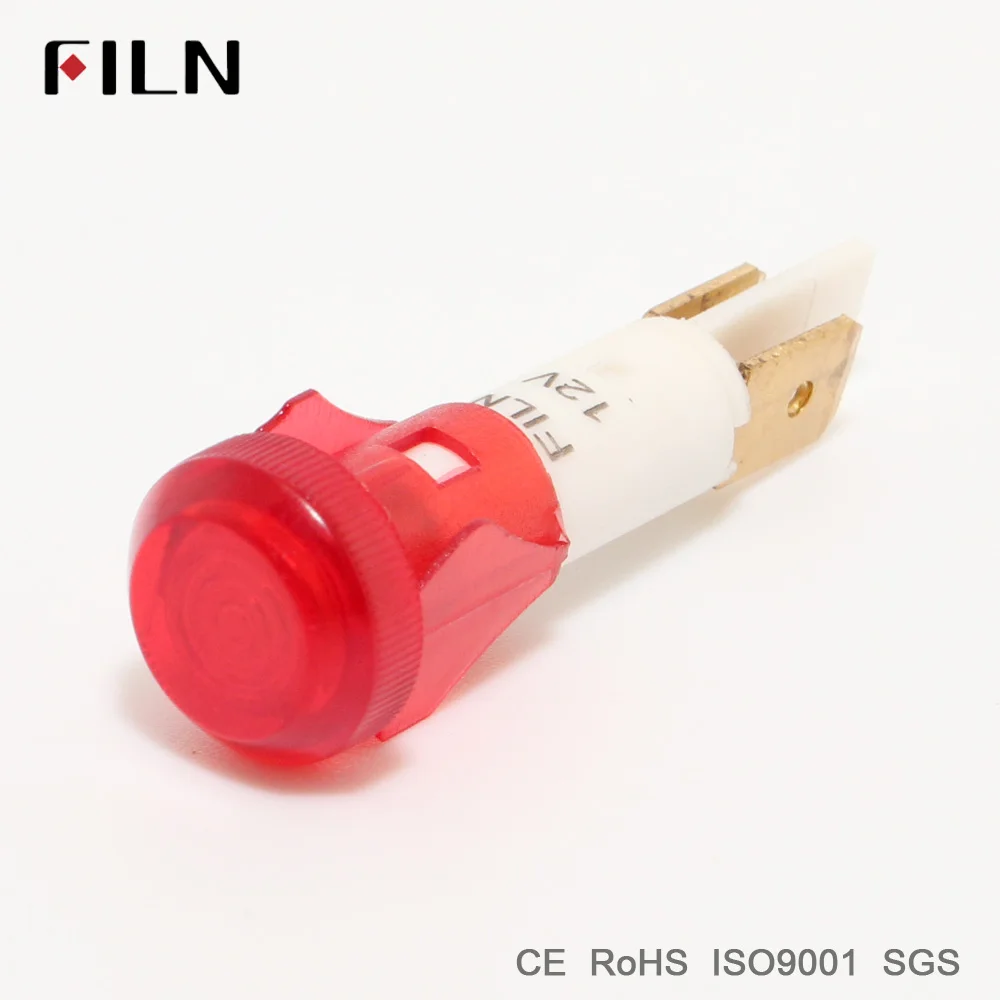 FILN 220v indicator light 10mm plastic signal lamp red yellow blue green white 12v 24v 110v led lamp