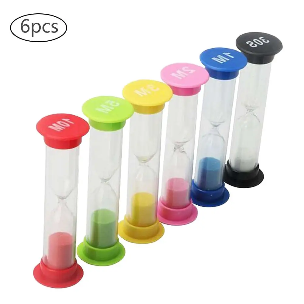 6pcs Colorful Hourglass Sandglass Sand Clock Timers Hourglass For Kids Best Gift