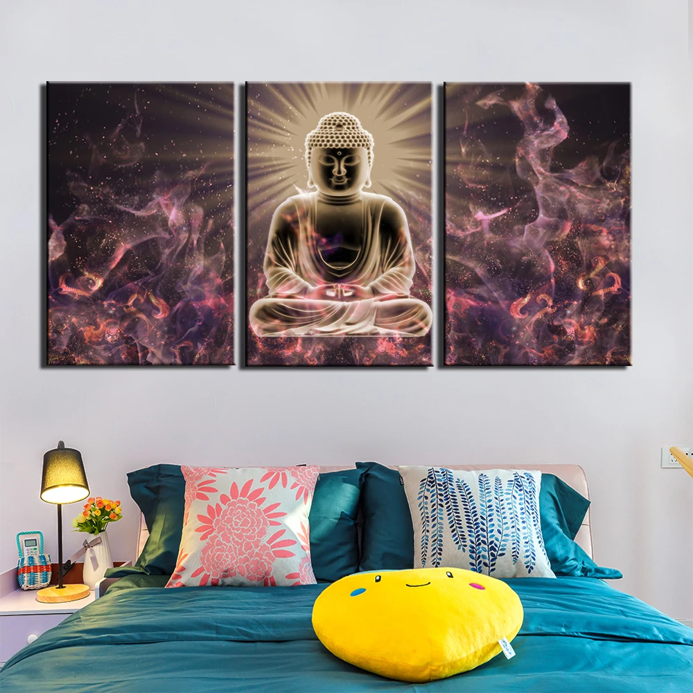 3 Panels Wall Art Pictures Canvas Print Artwork Modern Abstract Buddha Posters For Home Living Room Wall Decor