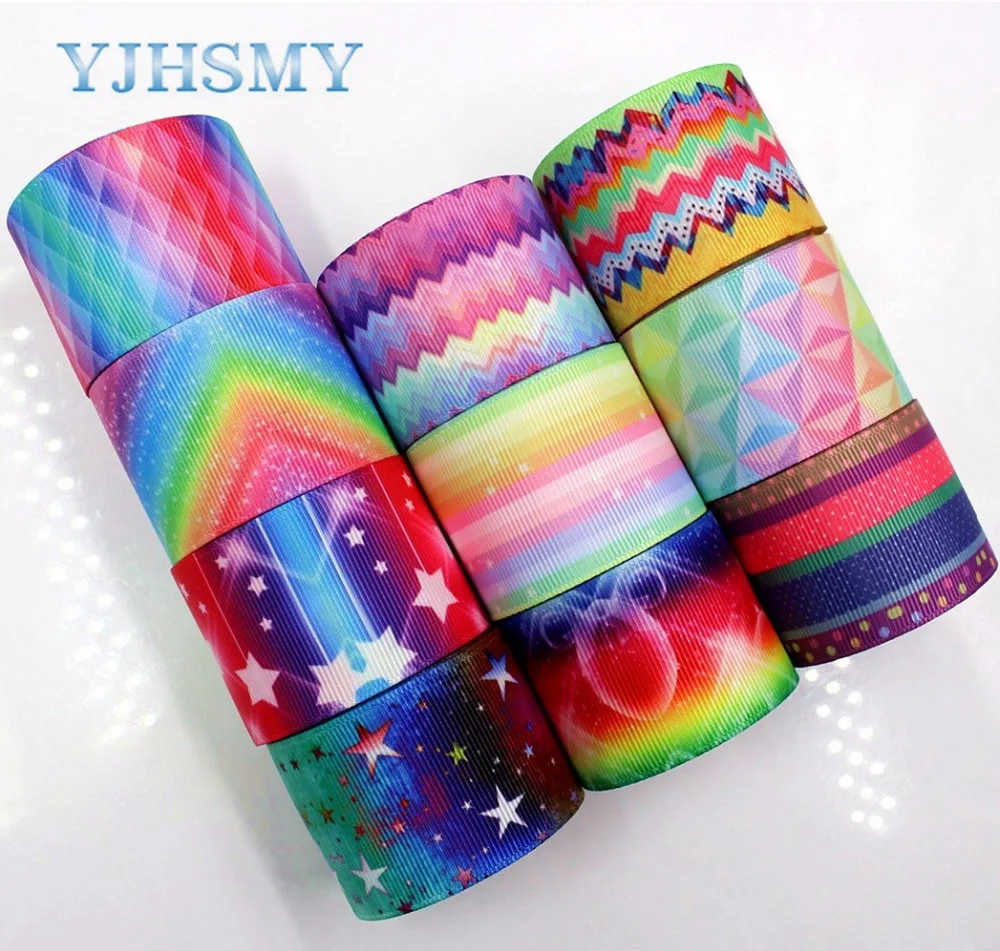 YJHSMY C-171108-430,38 mm 5 Yards geometry Thermal transfer Printed grosgrain Ribbons,clothing Accessories DIY wrap Material