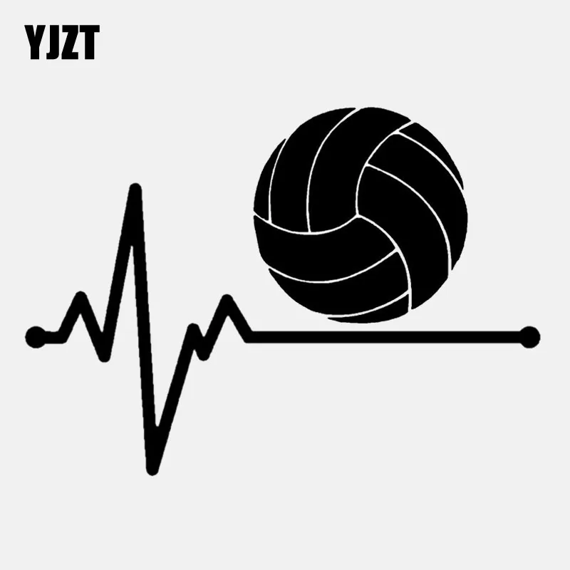 YJZT 14.1CM*10.1CM Volleyball Lifeline Setter Racket  Lifeline Heartbeat Vinyl Black/Silver  Car Sticker C22-1147