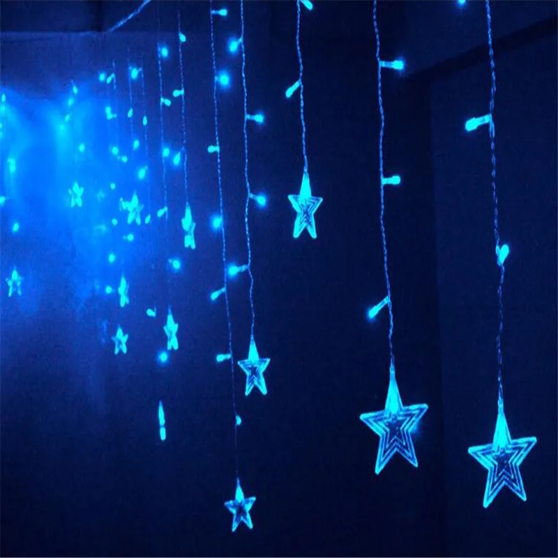 3.5m Stars Colorful Waterproof Waterfall LED String Lights Outdoor Wedding Decorations Holiday Festival Party Fairy Lights H-27