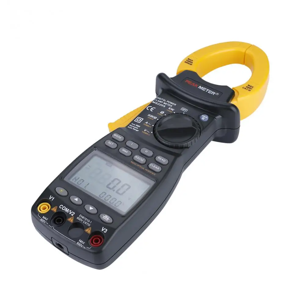 Imagem -02 - Peakmeter-true Rms Clamp Medidor de Energia Multifunções Harmonic Power Tester Kit Multifunções Medidores Ms2205 6000 Contagens