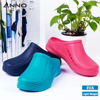 Anno sapatos respiráveis de trabalho macio para mulheres homens luz enfermeira tamanco antiderrapante chinelo plano hospital cozinha Beatuty salão de beleza