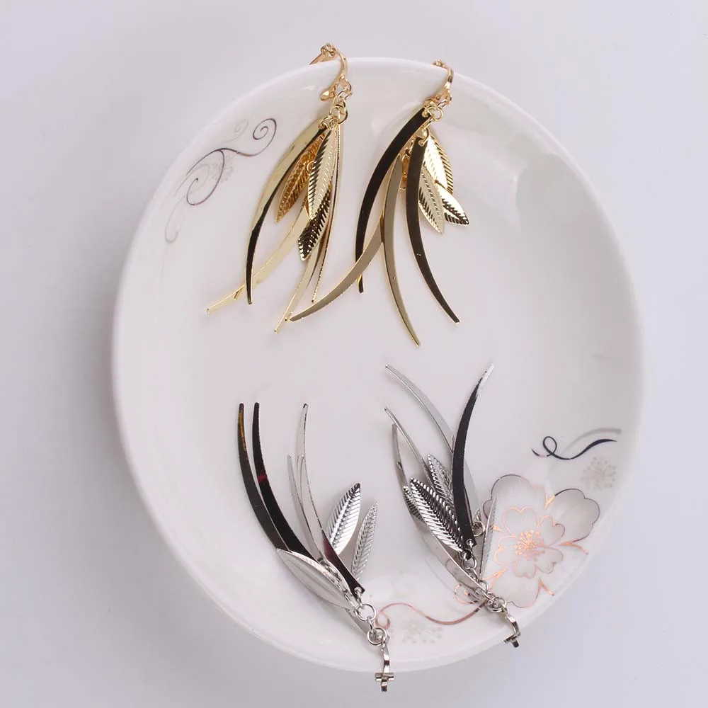 Metal Leaf Clip On Earrings Gold Engagement Wedding Bride New Arrival Fashion Jewelry For Women