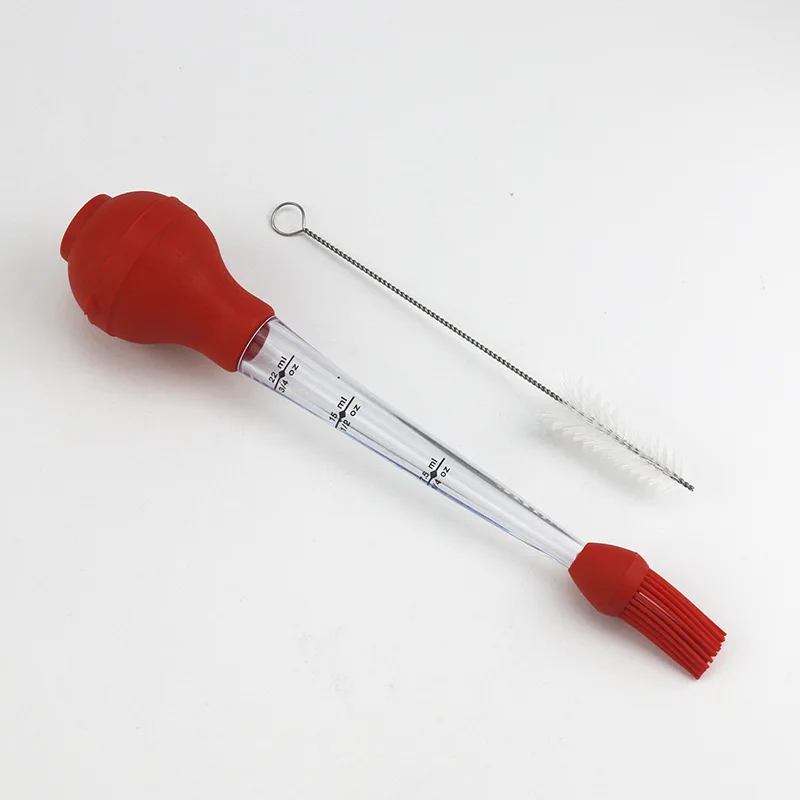 1SET BBQ Meat Marinade Flavour Injector Syringe Sauce Seasoning Gadget Needle with Cleaning Brush PJ 003