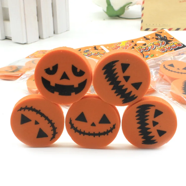 3pcs/set Halloween Mini Eraser Set Small Pumpkin Rubber Eraser Set stationery kids school accessories