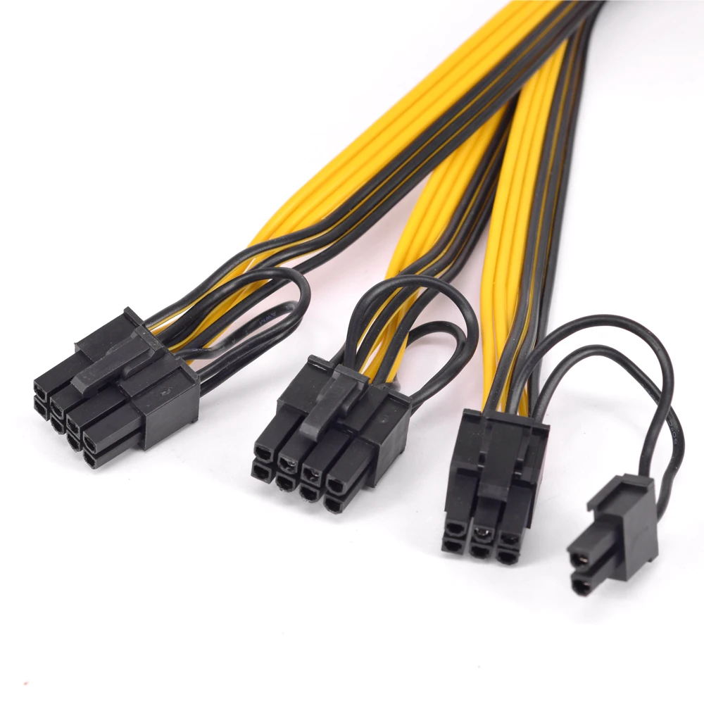 PCIe GPU 6pin 1 to 3 port 6+2Pin Female to Male Extension Cable PCI express Graphics card 6Pin to 8pin power supply cord for BTC