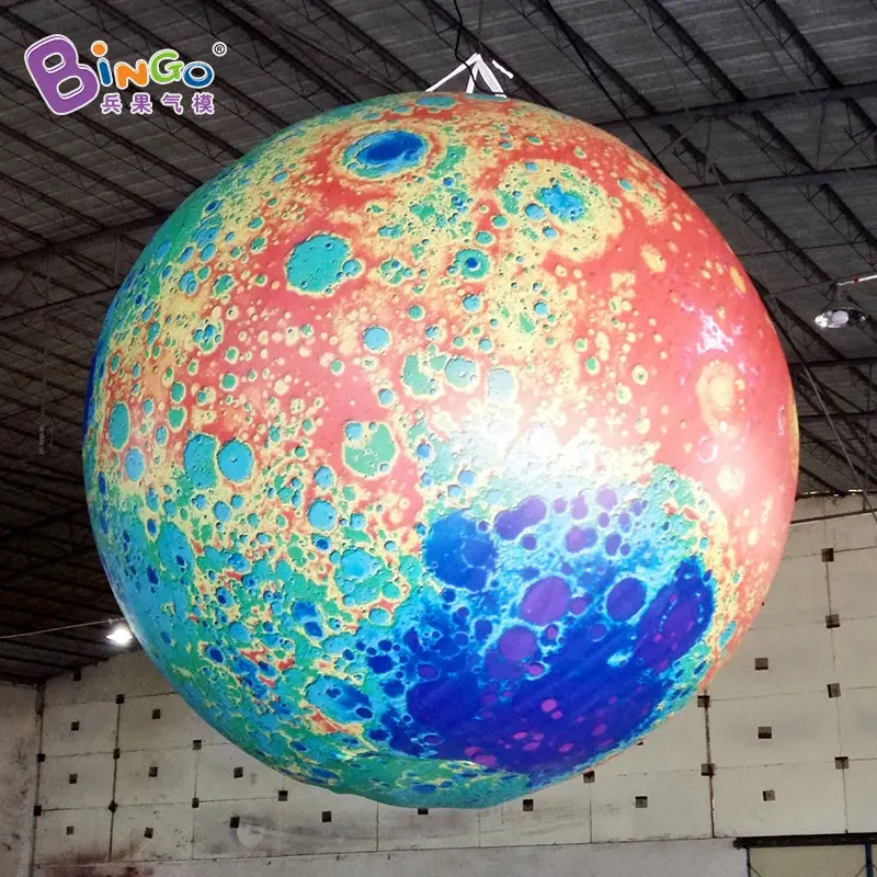 Custom Size Inflatable Lighting Colorful Moon / Inflatable Sphere Planets Shape Balloons for Decoration - BG-Z0020