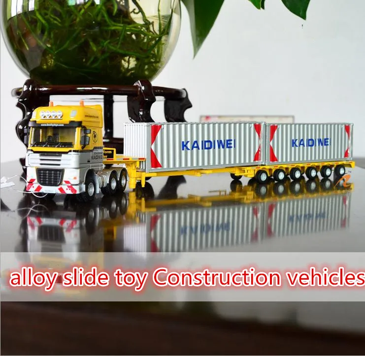 Free shipping ! 2014 super cool ! 1 : 50 alloy slide toy models Low bed transporter,Child the best birthday gift