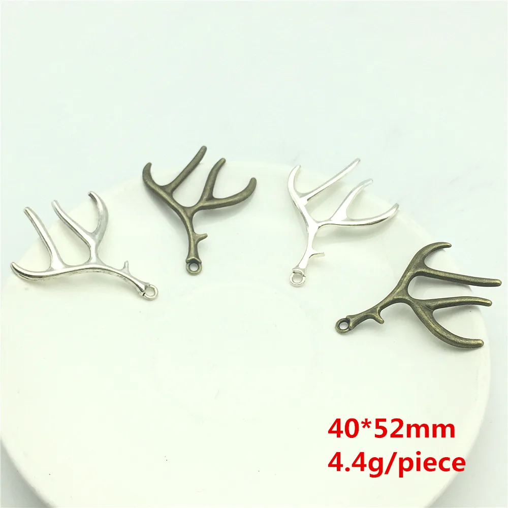 LJJAGLL 8Pcs/lot Antique Silver Bronze Alloy Metal Christmas Charms Deer Antlers Pendants caribou horn Jewelry Findings ASD036