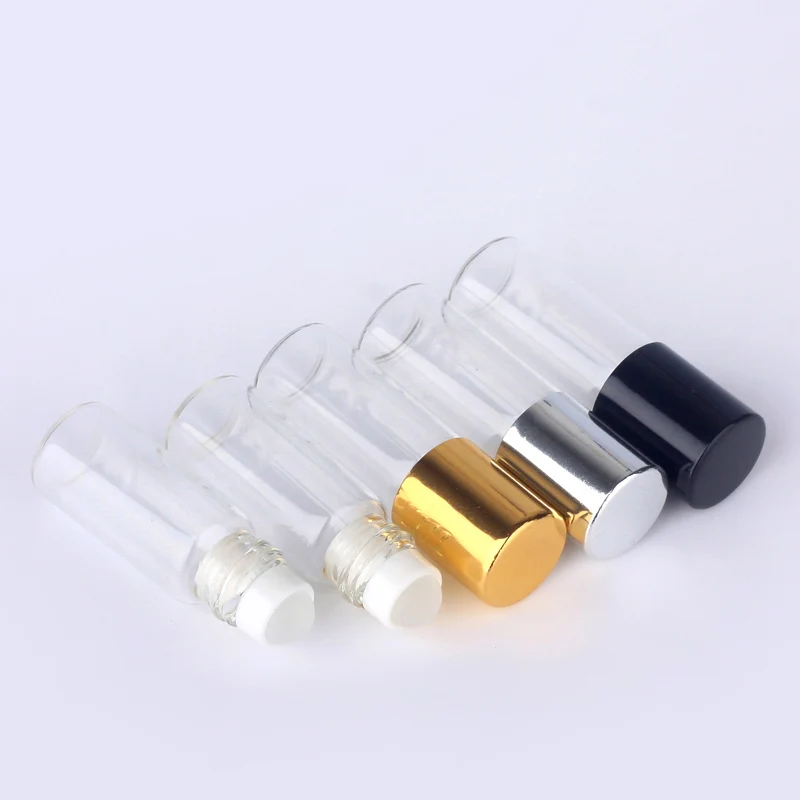 50pieces/lot 3ml Clear Roll On Roller Bottle for Essential Oils Refillable Perfume Bottle Deodorant Containers