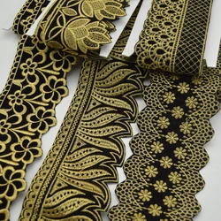 5Yards many types Velvet Black and white African Embroidery  lace trim fabric for Women Dress