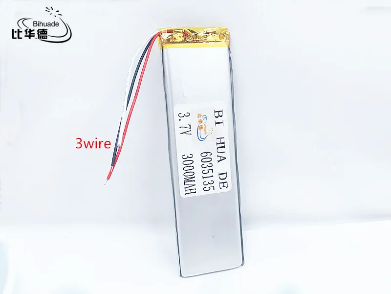 Li-po 3.7 V, 3000 mAH, 6035135 PLIB (polimerowa bateria litowo-jonowa) akumulator litowo-jonowy do tabletu pc, GPS, mp3, mp4, telefon komórkowy,