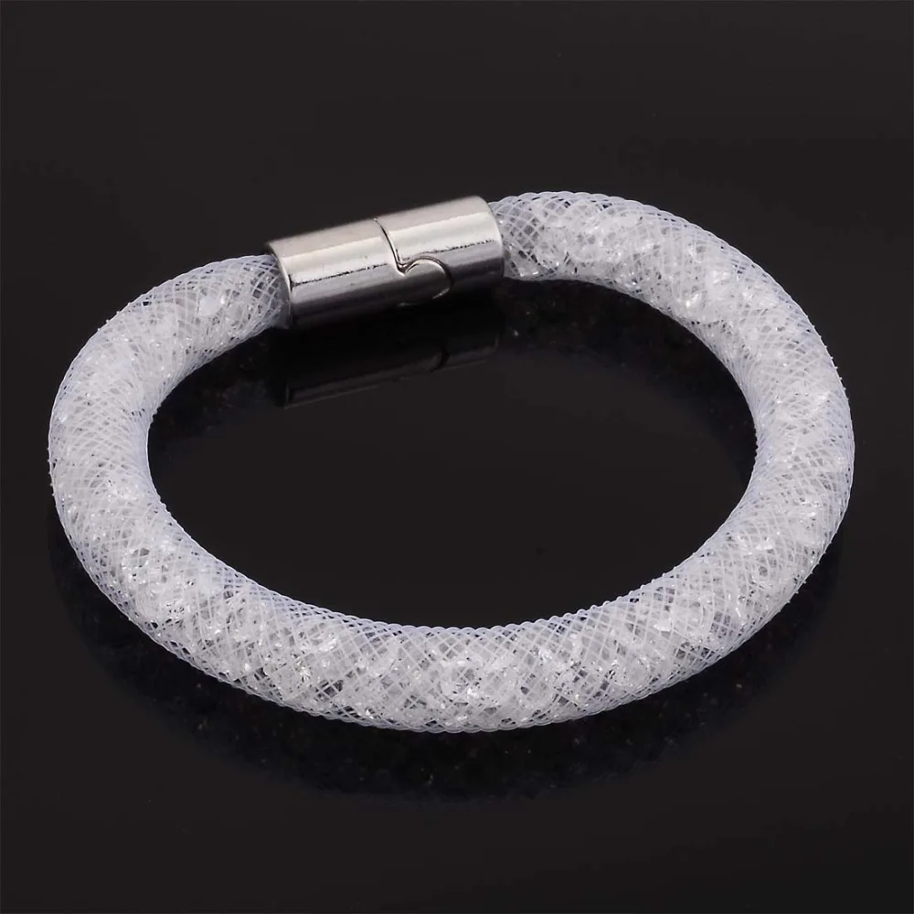 Miasol Mesh Chain Full Resin Crystal Inside Wrap Women Girl Magnetic Clasp Bracelets For Women Bracelets Jewelry Gifts