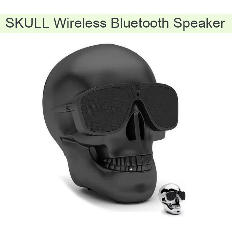 Dropshipping Big Aero Skull Speaker Portable Skull Wireless Bluetooth Speaker Super Bass Glasses Subwoofer Multipurpose with LED