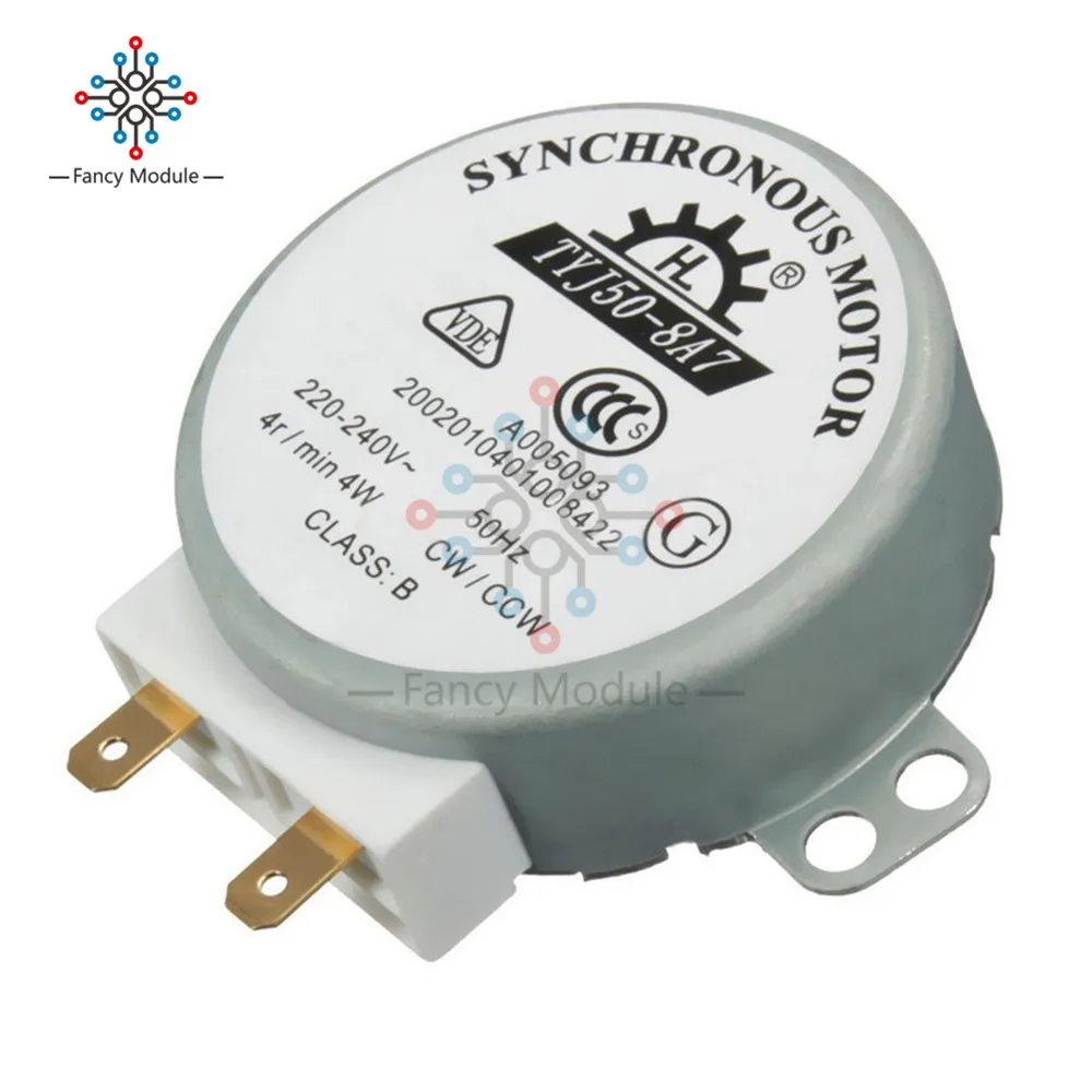 AC 220V-240V 50Hz CW/CCW Microwave Turntable Turn Table Synchronous Motor TYJ50-8A7 D Shaft 4 RPM VEJ20 P20