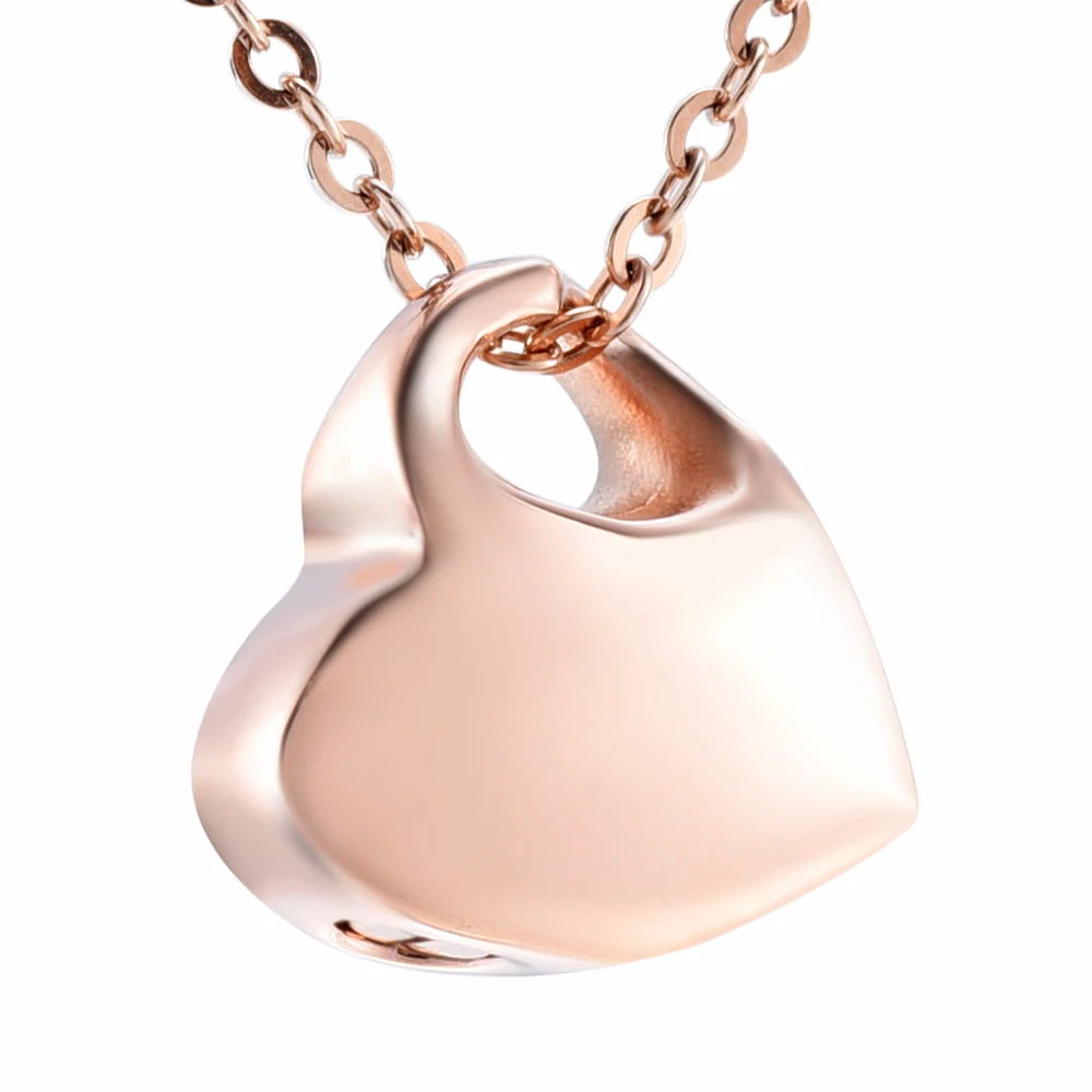 

IJD4522 Blank Engravable Silver/Rose Gold/Gold/Black Heart Urn Funeral Jewelry Ashes Memorial Cremation Urn Pendant Necklace