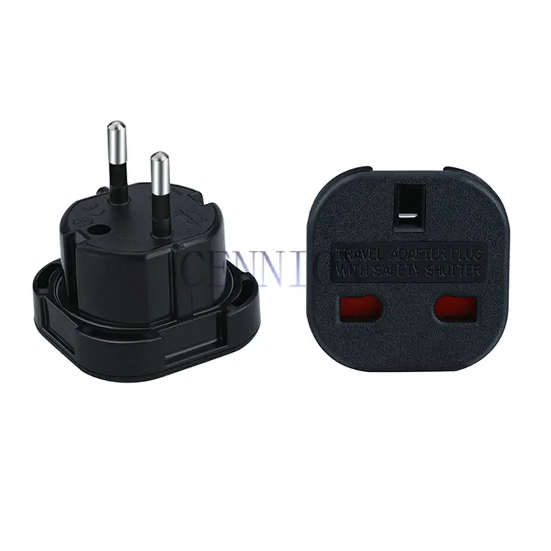 Copper Black White UK plug to EU plug AC Power Plug Travel Adapter Converter 50pcs free small parcel way