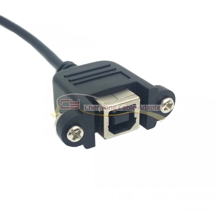 Macho para cabo de extensão fêmea com parafusos, 90 graus angular esquerdo, USB tipo B, Panel Mount, 50cm