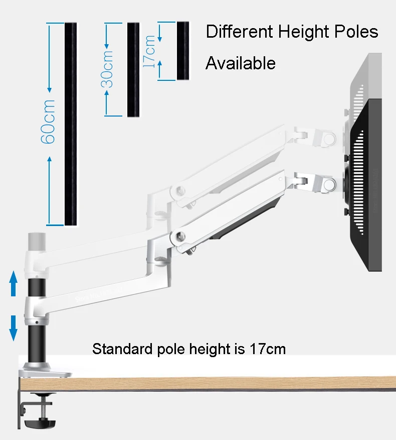 Poste para soporte de Monitor, brazo de soporte para ordenador portátil, 60cm, 45cm, 17cm