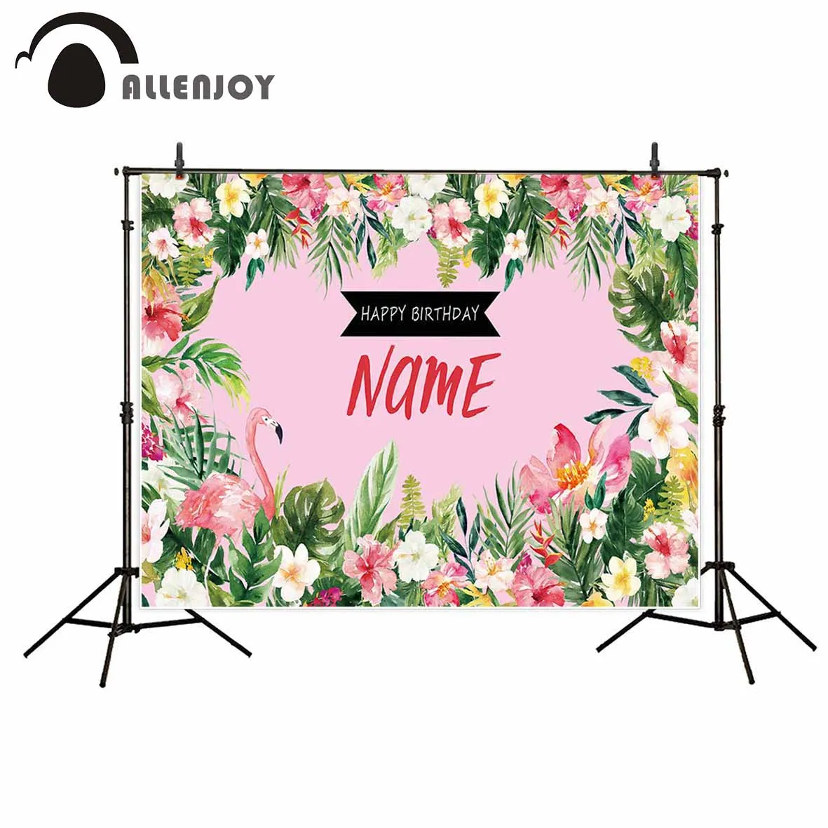 Allenjoy – arrière-plan en vinyle pour séance photo, motif flamant rose tropical, motif floral, princesse, anniversaire, bébé, personnalisé, pour séance photo
