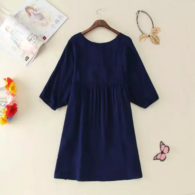 2021 New Arrivals Ethnic Flowers Embroidery Mini One-piece Dress For Women Girls Vintage Boho Vestido