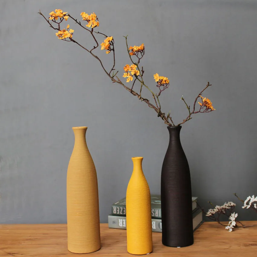 European Colorful Ceramic Vase Creative Tabletop Flower Bottle Wedding Gifts Office Home Decor Handicraft Furnishing Articles