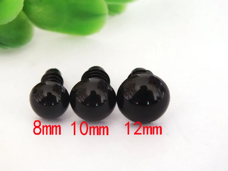 8mm/10mm/12mm Plastic Round Eyeball Black Safety Eyes for Teddy Bear Puppet Animal Plush Toy Cartoon Doll Eyes Kids Toys 60pcs