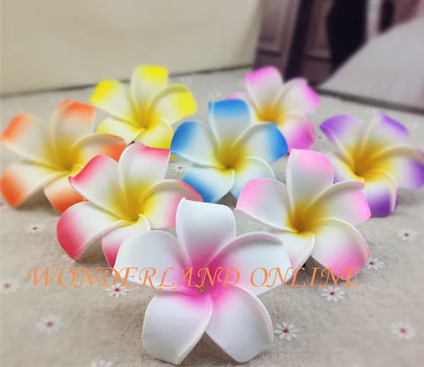 

100pcs 7cm hawaiian 5colors real touch artificial plumeria flower diy hair accessory pe plumerias wedding party decoration