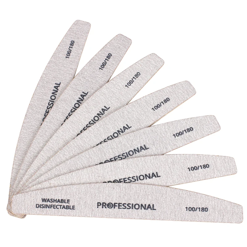 10pcs/Lot Wooden Nail Files Professional Nail Buffer 100/180 limas manicura Block Grey Boat Gel Polishing Wood Sanding Nail File