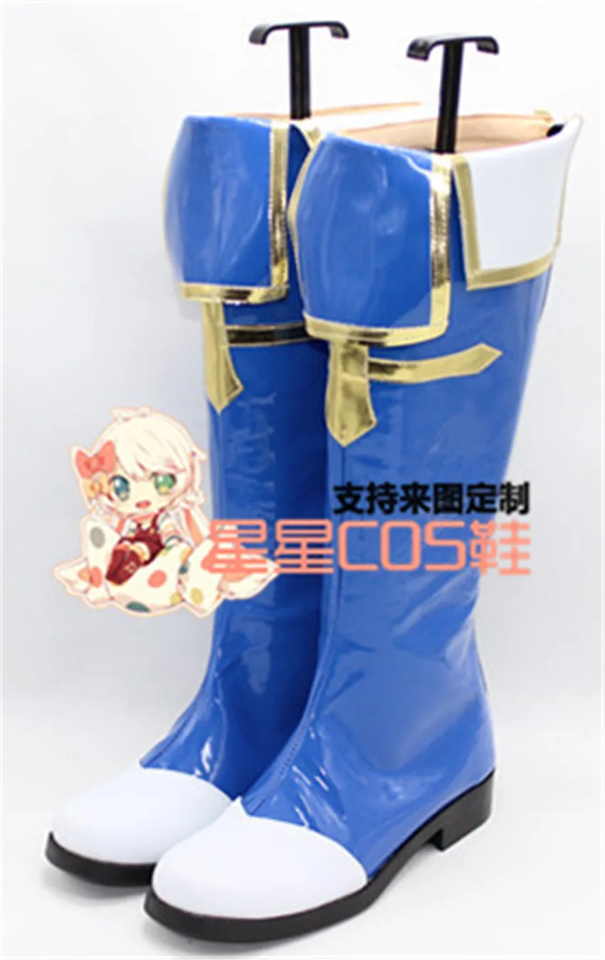 BlazBlue Noel Vermillion Blue Long Cosplay Shoes Boots X002