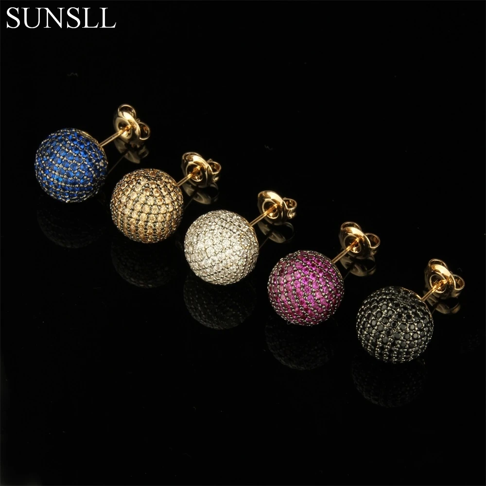 

SUNSLL Golden Color Copper Pins Multicolor Cubic Zirconia Stud Earrings Women's Party Fashion Jewelry Cobre CZ Brincos