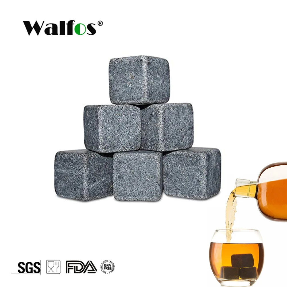 WALFOS 100% Natural Whiskey Stones Sipping Ice Cube Whisky Stone Whisky Rock Cooler Wedding Gift Favor Christmas Bar Accesories