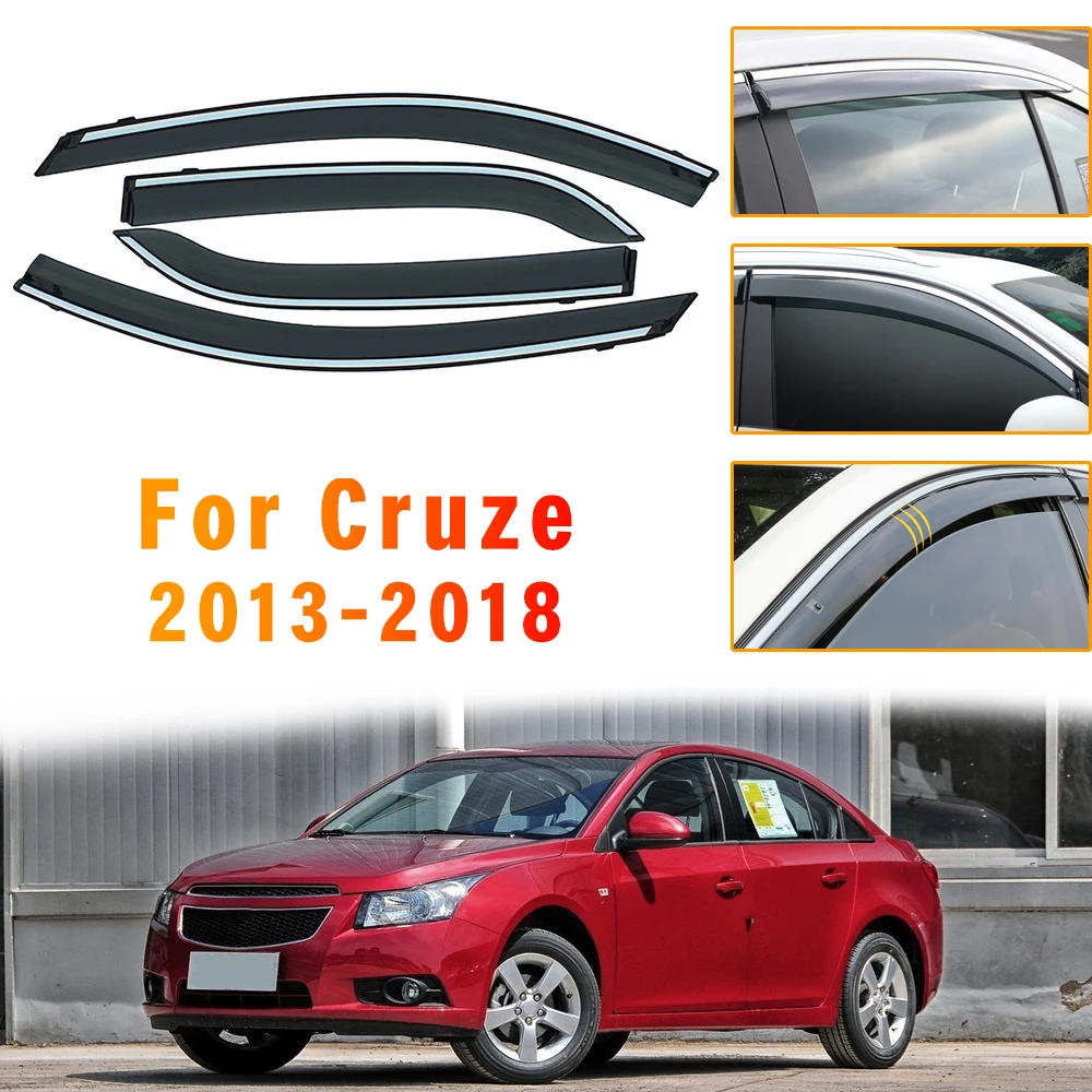 

4pcs ABS Car Styling Smoke Window Sun Rain Visor Deflectors Guard For Chevrolet Cruze Hatchback 2013-2018 Accessories