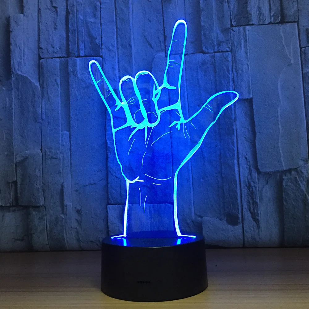 3D Optical Illusion I Love You Sign Language LED Hologram Night Light USB Operated Romantic Valentine\' Day Party Decoration