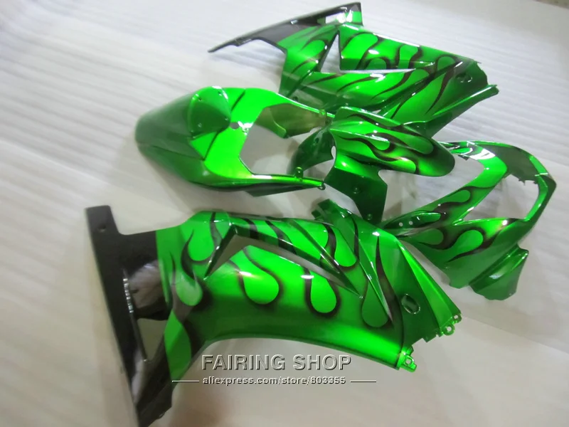 Unpainted injection mold fairing kit For Kawasaki ninja 250r 08 09 10-14 2008-2014 black flames green EX250 fairings set PO25