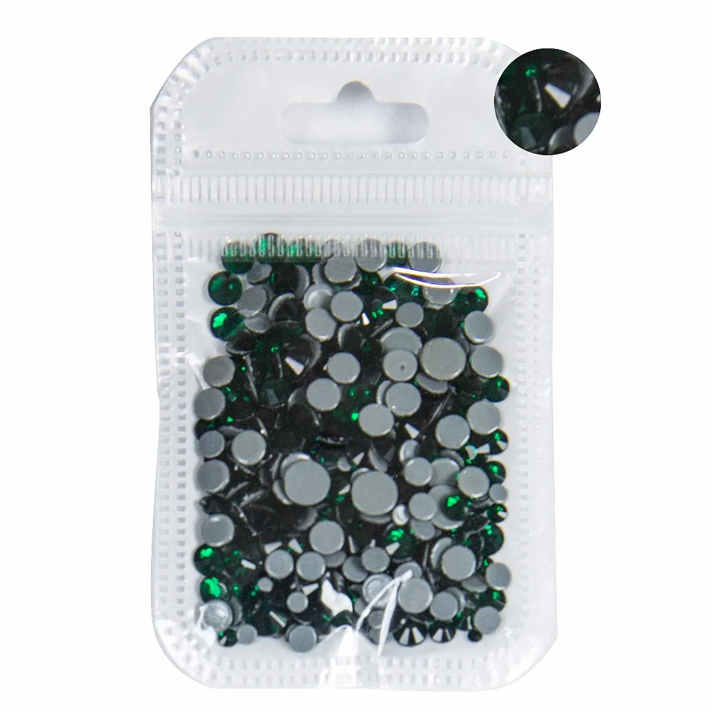 

AAAA+ Best Quality Emerald Mix Size Hot Fix Rhinestone More Shiny Super Bright Nail Art Hotfix Iron On Stones.10Gram