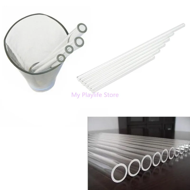 1Pc 6-12inch Reusable Wedding Birthday Party Supplies Clear Glass Drinking Straws Thick Straws Bar Accessories