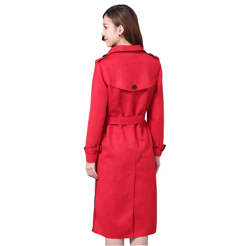 6XL Spring Autumn Women Buckskin Suede Windbreaker Coats Fashion Solid color Belt Slim Female Trench Coat IOQRCJV Q098