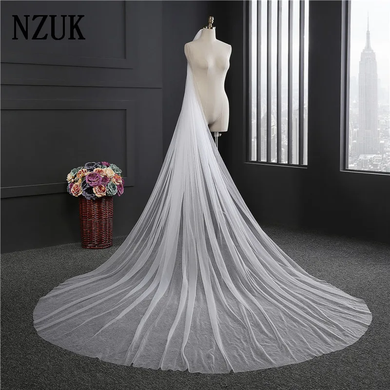 Aksesoris Pernikahan elegan 3 Meters 1 Lapisan Wedding Veil Putih Gading Simple Bridal Veil Dengan Sisir Wedding Veil Hot