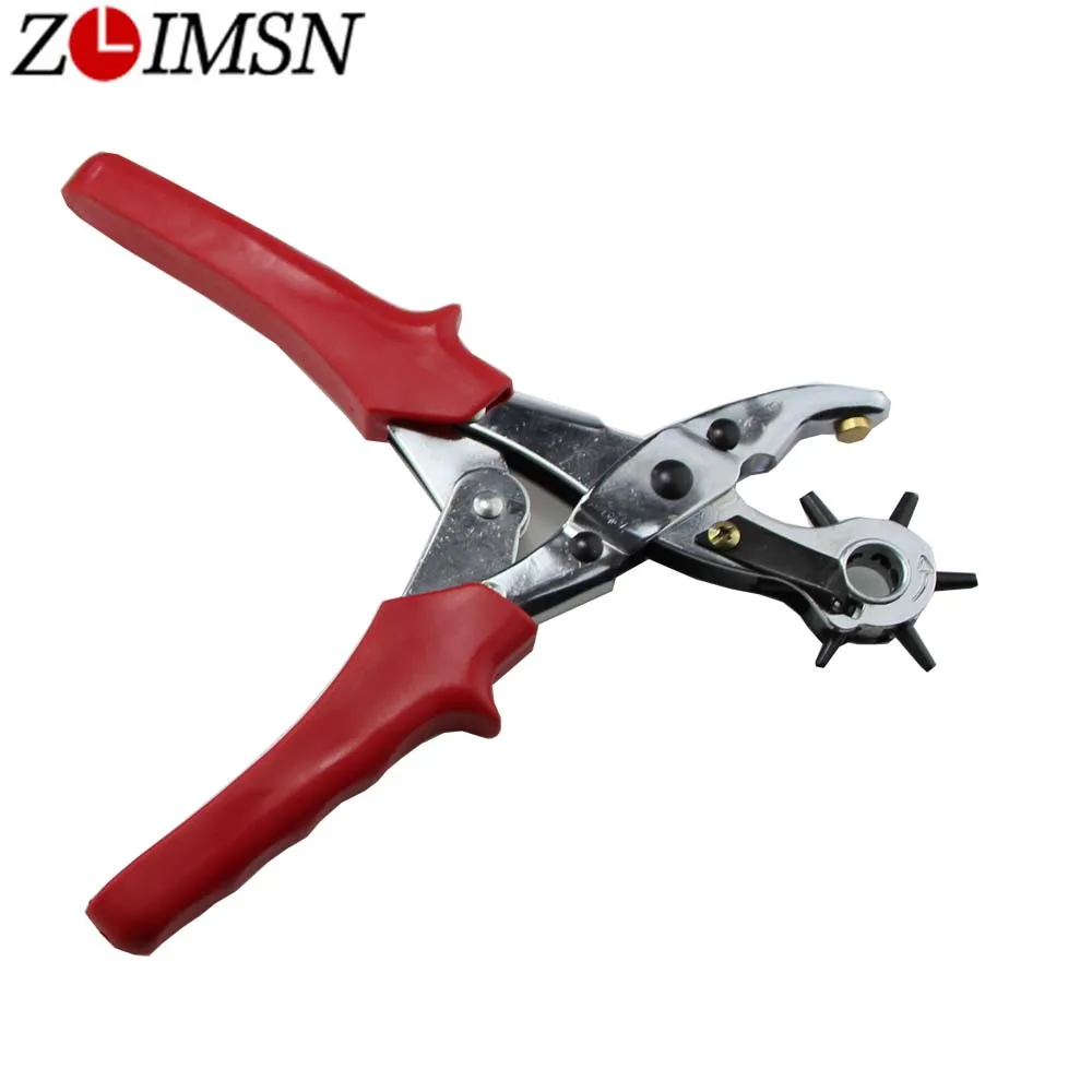 ZLIMSN Multipurpose Rotary Holes Punch Pliers Rubber Handle Used for Leather Watchband Revolving Hole-Punching Watches Repair