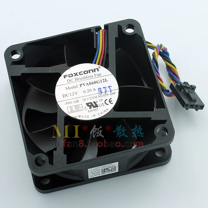 Free Shipping For FOXCONN PVA060G12L -P00-AB DC 12V 0.20A 4-wire 4-pin connector 80mm 60x60x25mm Server Square Cooling fan