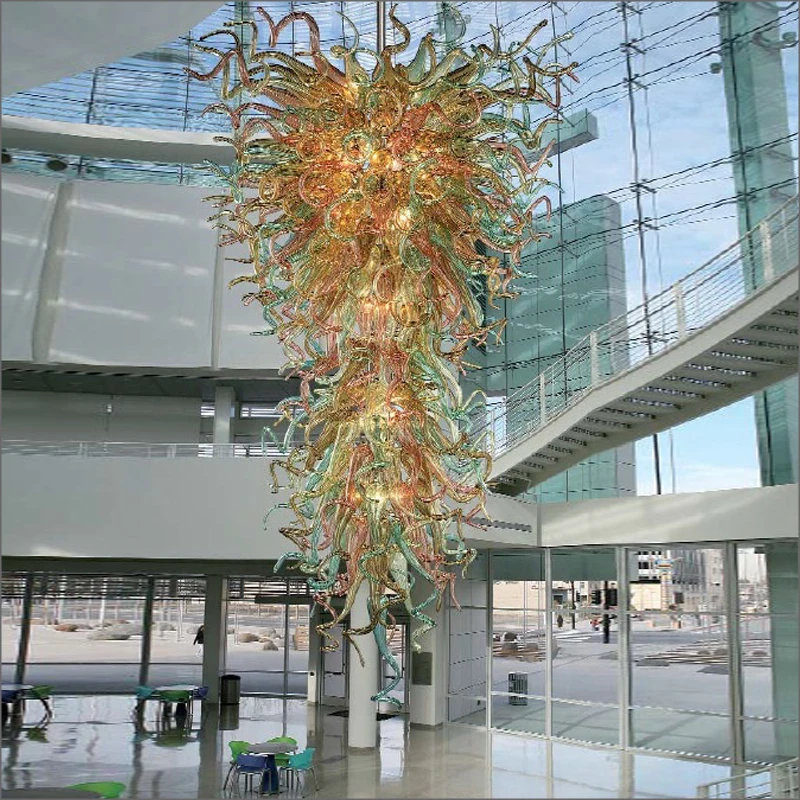 

Free Air Shipping Staircase Long Chandeliers Warranty Italian Designer Glass Pendant Light