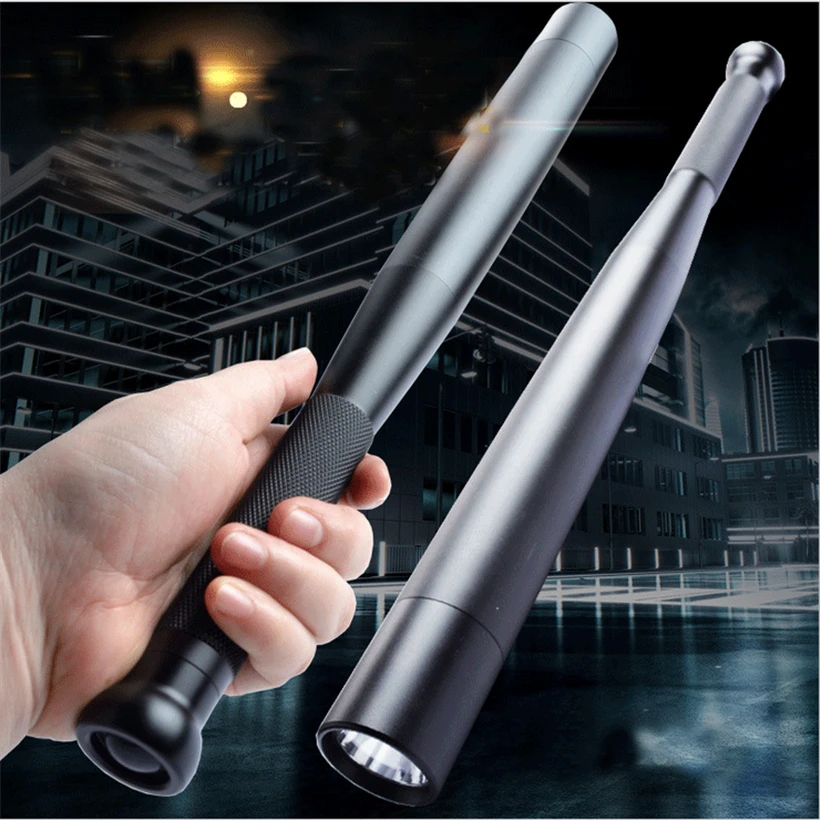 Baseball Stick truncheon Flashlight Led Tactical Linternas telescopic baton 18650 security self defense stick taschenlampe halte