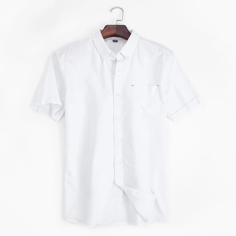 Grevol-camisa masculina de verão, camisa oxford com botão de gola, manga curta, cor sólida, 100% algodão, negócios, camisas casuais