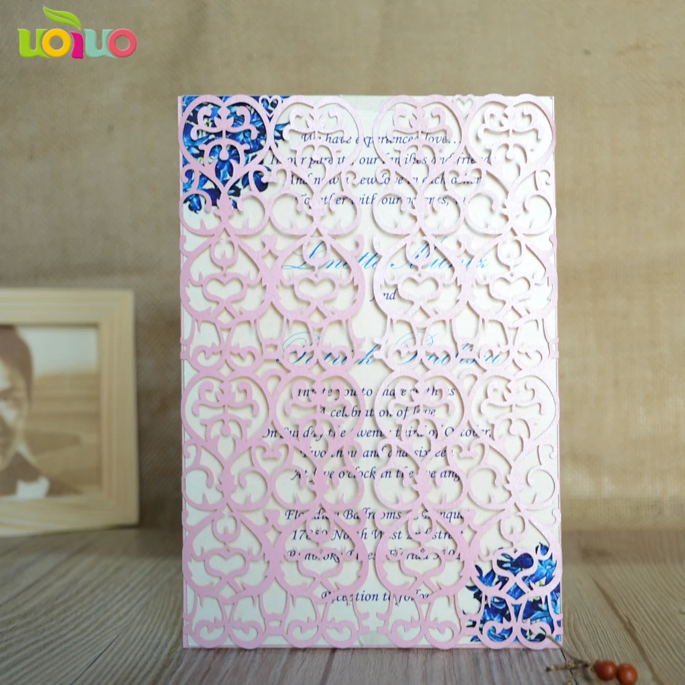 50set inc254 Laser Cut Romantic Wedding Party Invitation Card Delicate Carved Flower Pattern Hollow Out Card