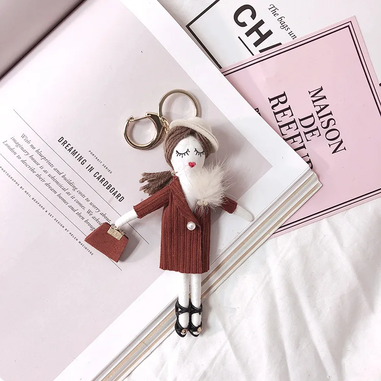 Real Mink Fur Keychain Bag Pompom Bag Charm KeyRing Luxury Car Jewelry Pendant Girlfriend Gift
