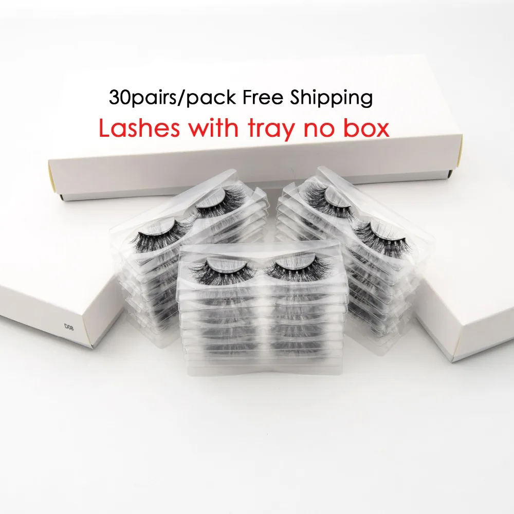 30 pairs/pack visofree eyelashes with tray no box wholesale 3d mink lashes makeup mink eyelashes handmade crisscross lash cilios