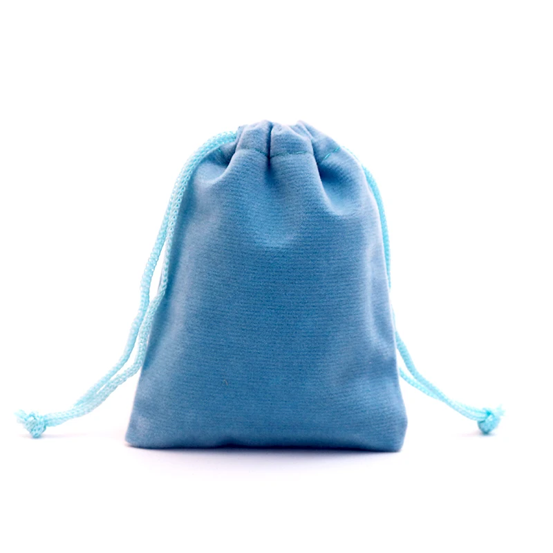 50Pcs/Lot 7x9 9x12cm Light Blue Velvet Bags Small Earrings Jewelry Packaging Bags Nice Drawstring Pouch Candy Gift Bag Wholesale